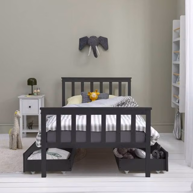 Nöa and Nani Otis Single 3ft Bed with 4 Pull-Out Storage Drawers, Anthracite Grey – 1