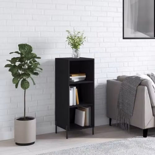 vidaXL Black Engineered Wood Sideboard W/D/H: 34.5 x 32.5 x 90 cm – 1