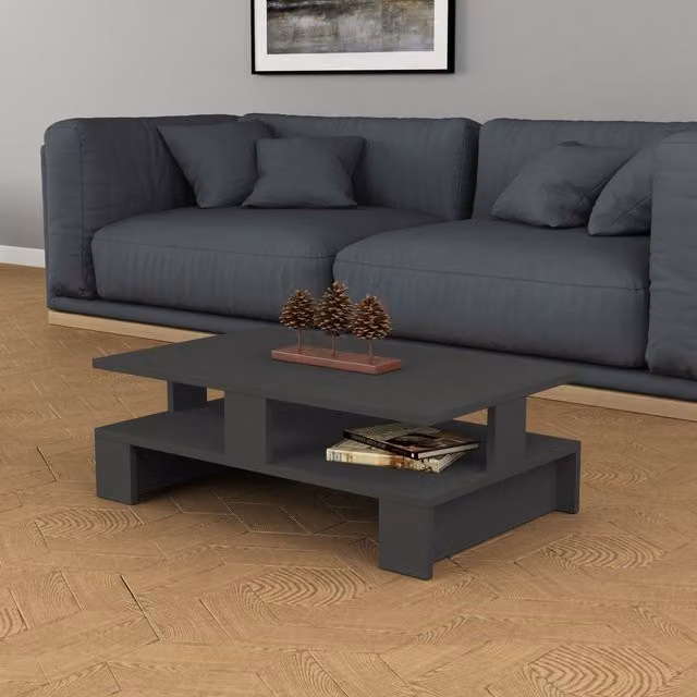Decortie Mansu Modern Rectangular Coffee Table in Anthracite Grey, W/D/H: 80 x 50 x 27.5 cm