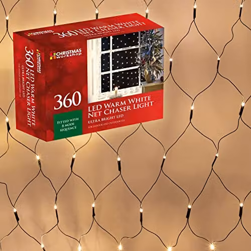 Christmas Workshop 360 LED Warm White Net Design Window Lights, Mains Powered, W: 350 cm, H: 120 cm – 1