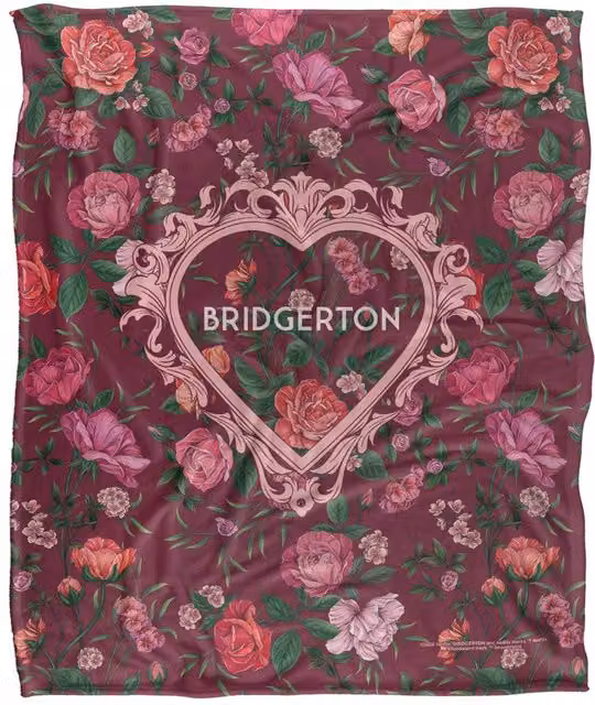 Netflix Bridgerton My Heart Calls Your Name Soft Fleece Throw Blanket, White and Multicolour, W: 152 cm, D: 127 cm – 1