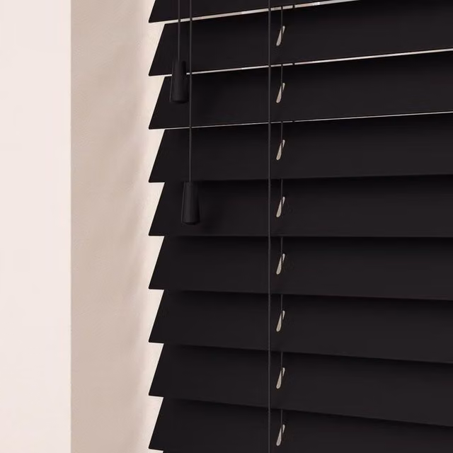 Terrys Made To Measure 50mm Black Wooden Venetian Blinds