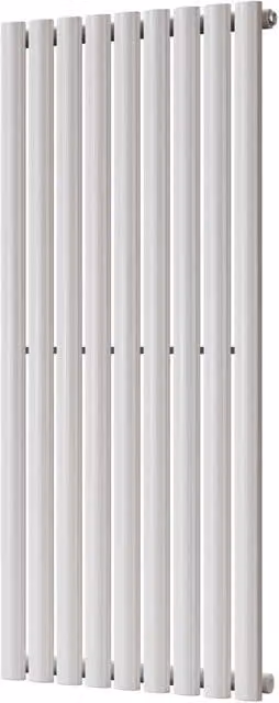 Omeara White Elliptical Tube Vertical Designer Radiator, W: 52.2 cm, H: 120 cm