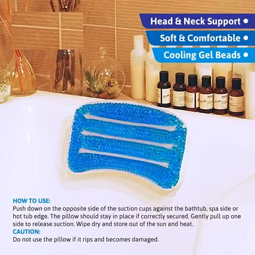 MANTRARAJ Soothing Gel Bath Pillow in Blue for Head, Neck and Shoulder Support – 2