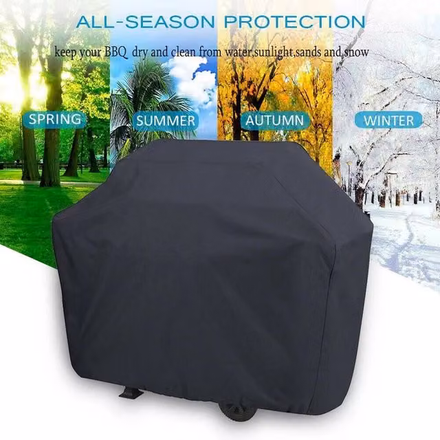 KORVIXA Heavy Duty Waterproof Gas Grill Cover in Black, W/D/H: 145 x 61 x 117 cm – 1