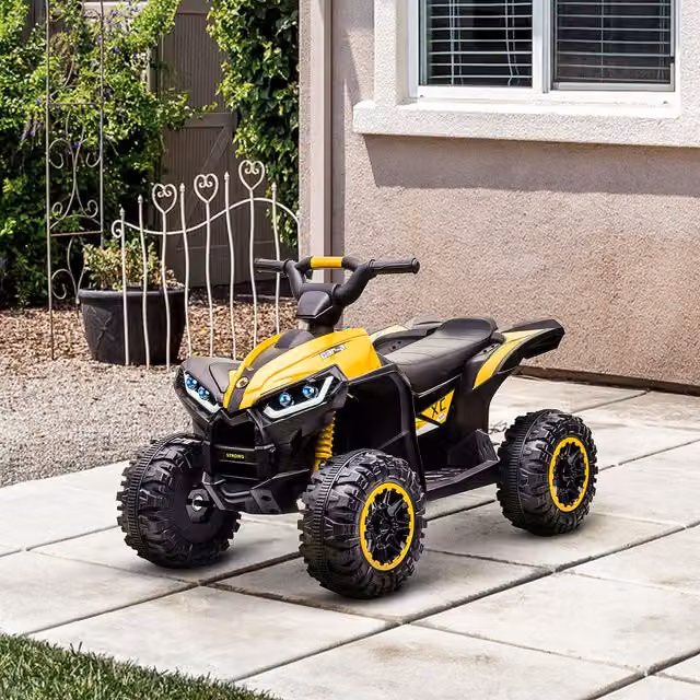 HOMCOM 12V Electric Quad Bike Kids Ride On Car with Light and Sound, Yellow