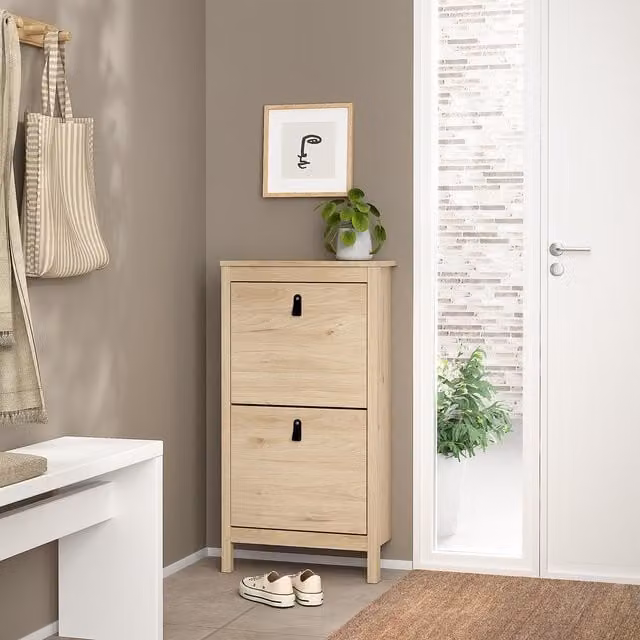 Furniture To Go Barcelona Flip Door Shoe Cabinet in Jackson Hickory Oak