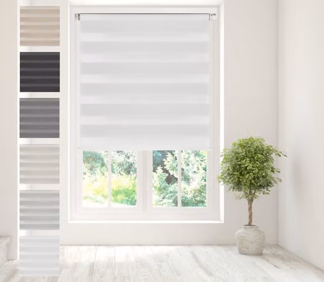 Caecus Day and Night Blinds in White, Thermal Insulating and UV Resistant