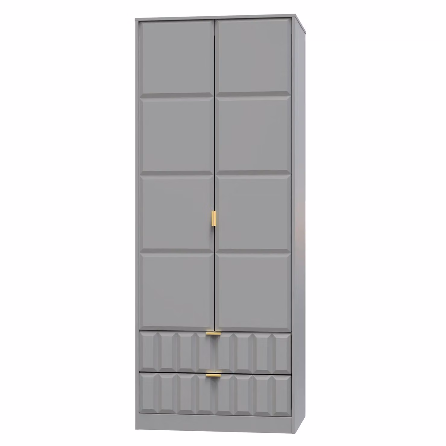 Ready Assembled 2 U Metro Grey 2 Door and 2 Drawer Wardrobe with Gold Metal Details – 2