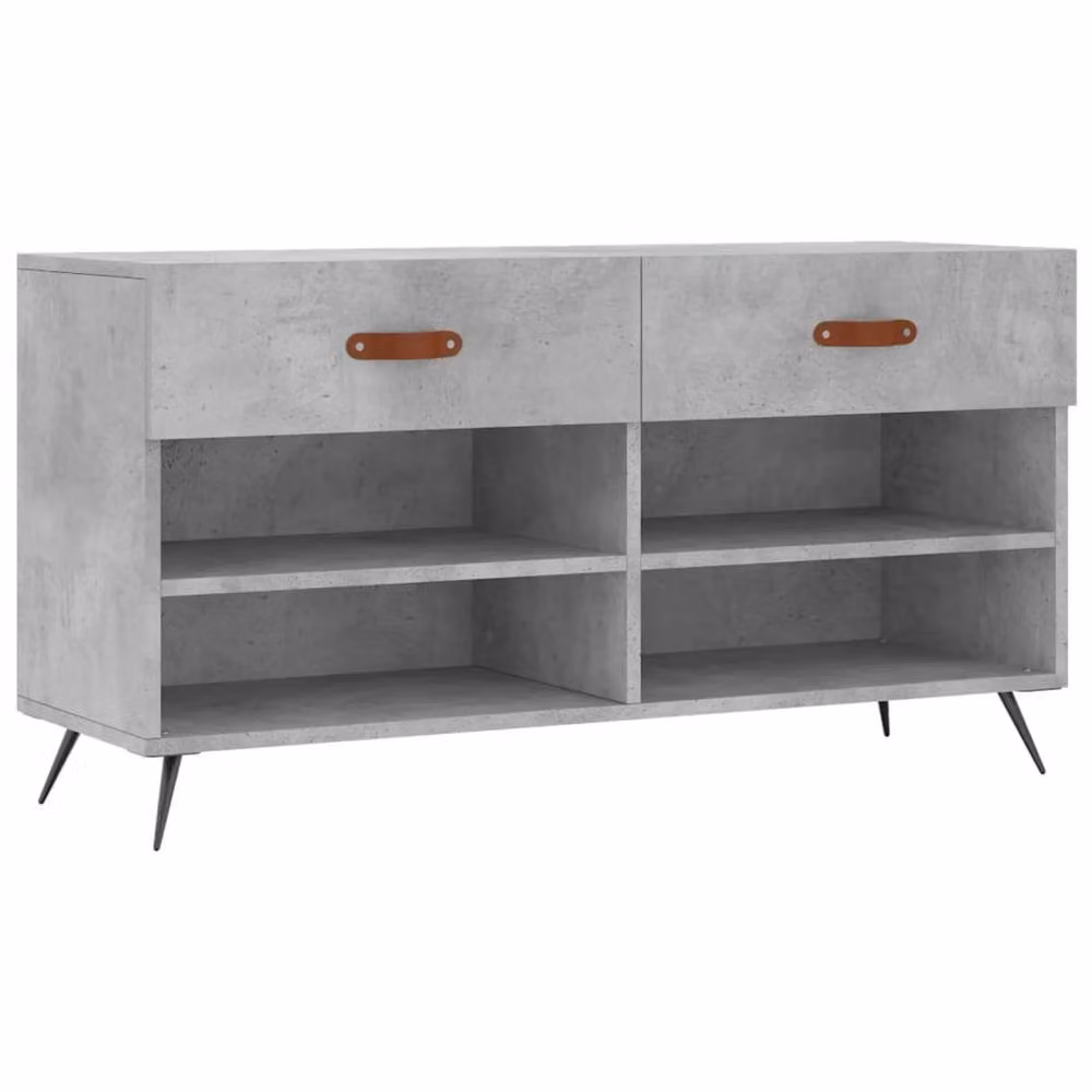 Berkfield Home Industrial Shoe Bench in Concrete Grey, W/D/H: 102 x 35 x 55 cm – 3