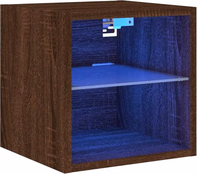 Berkfield Home Modern Wall Mounted TV Cabinet with Integrated LED Lights in Brown Oak, W/D/H: 30 x 30 x 28.5 cm – 1