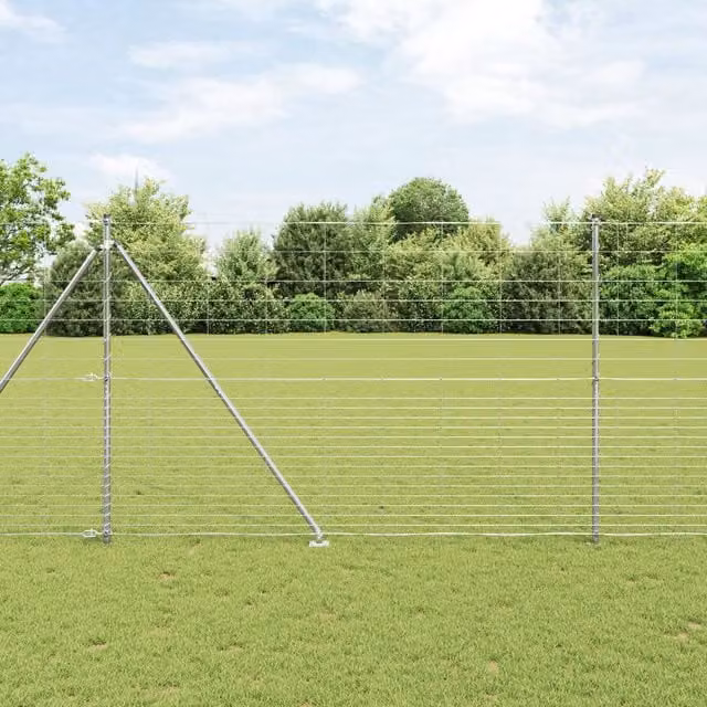 Berkfield Home Field Fence in Silver Galvanised Steel, H: 160 cm, L: 25 m – 1