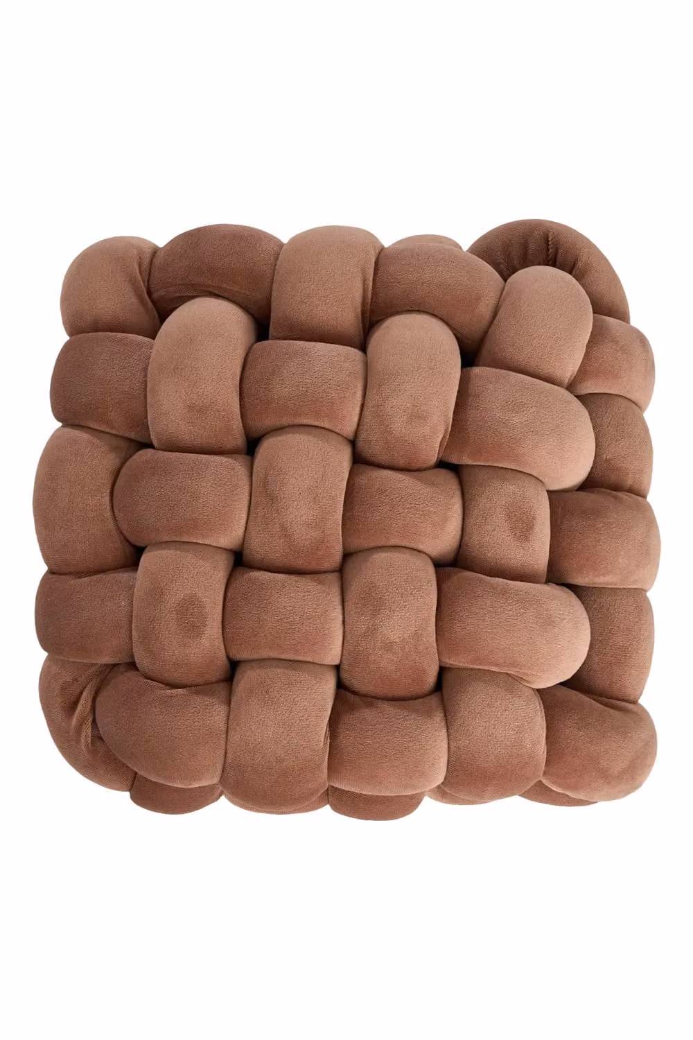 Living and Home Brown Plush Woven Square Cube Cushion for Sofa and Bedroom – 4