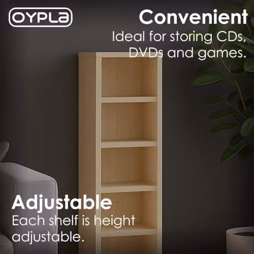 Oypla 6 Tier Beech Wood CD DVD and Book Storage Tower Rack in Natural Sand – 3
