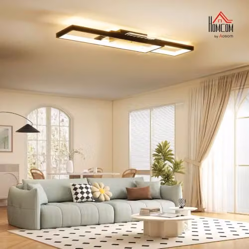HOMCOM Modern Dimmable LED Ceiling Light with Remote Control, Black – 2