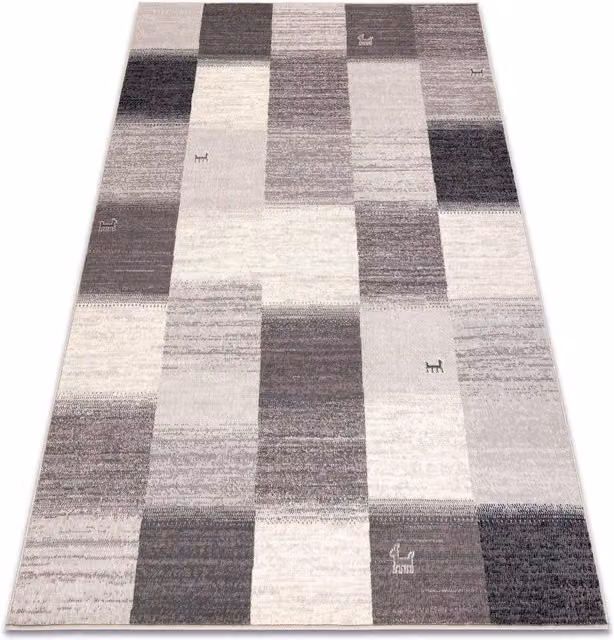 RugsX Angel Geometric Wool Rug in Beige and Grey, W: 80 cm, L: 150 cm