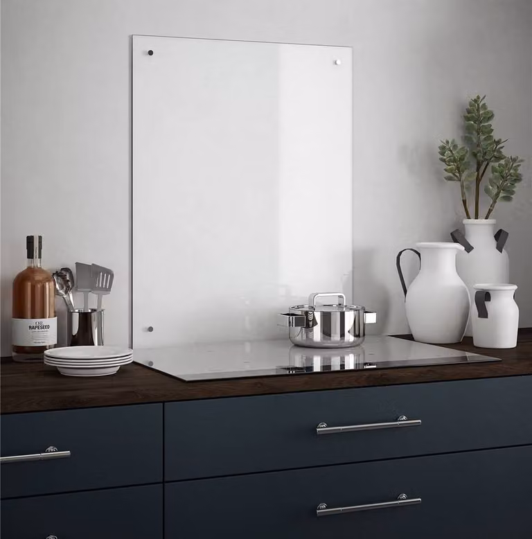 Generic Transparent Glass Kitchen Splashback, W: 60.0 cm, H: 75.0 cm, D: 0.4 cm