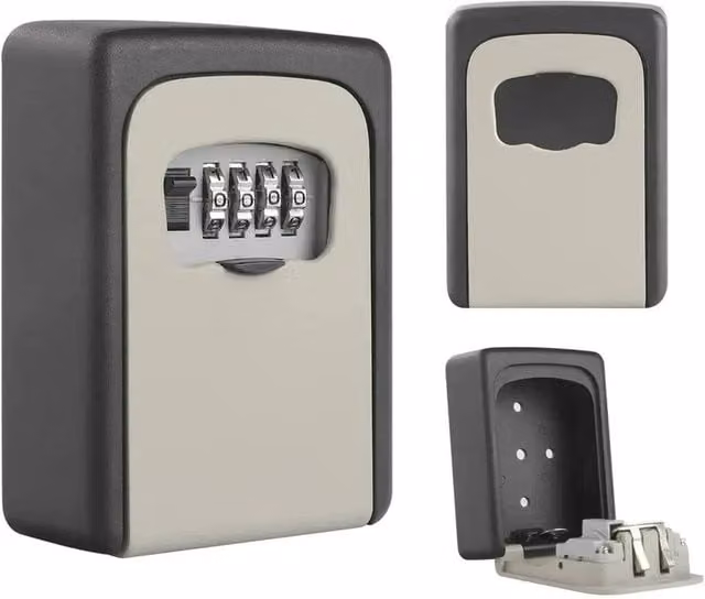 Kelvenix 4-Digit Combination Wall Mounted Key Safe Box in Dark Grey