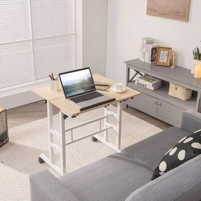 EONLION Mobile Standing Desk Laptop Computer Cart in Brown, W: 100 cm – 1