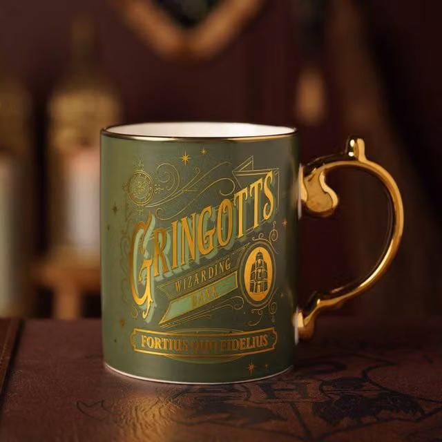 Widdop and Co Warner Bros Harry Potter Gringotts Bank Ceramic Mug in Green and Gold – 1