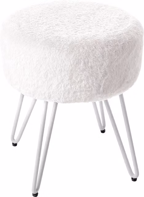 Kidkid Classic Upholstered Dressing Stool with Metal Frame in White