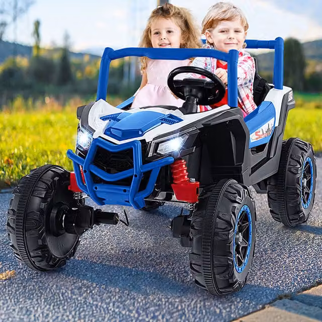 Costway Kids Electric Ride on UTV with Remote Control and Light and Sound Effects, Blue
