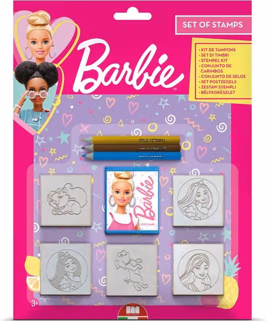 Mattel Barbie Kids Craft and Stationery Set with 5 Stamps, Pink