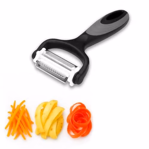 Innoteck Essentials 3 in 1 Multi-Functional Stainless Steel Peeler with Ergonomic Handle and 360 Degree Head Rotation in Black and Grey – 1