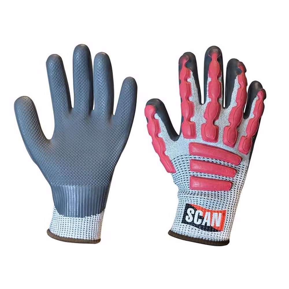 Scan Anti-impact Latex Cut 5 Gloves, Grey and Multicolour, Size: Medium – 2