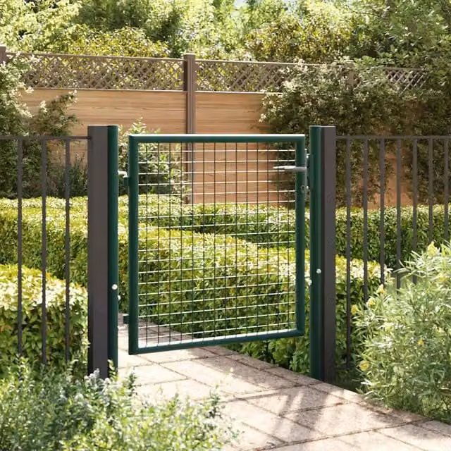 Berkfield Home Green Steel Swing Fence Gate W: 100 cm, H: 75 cm – 1