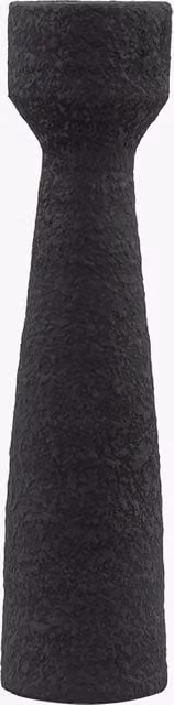 Perch & Parrow Modern Ceramic Taper Candlestick in Black, Small