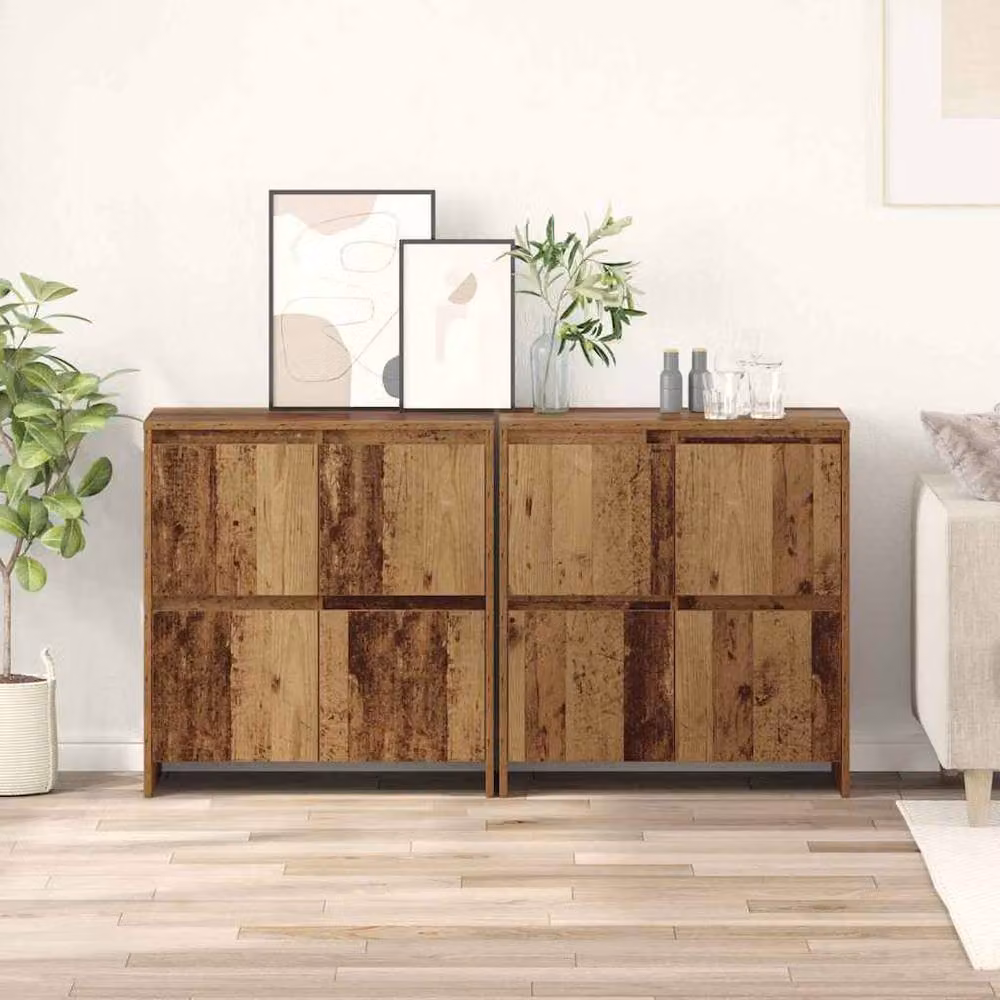Berkfield Home 2-Piece Rustic Sideboard Set in Brown Engineered Wood, W/D/H: 70 x 41 x 75 cm – 2