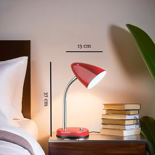 Premier Housewares Red and Chrome Adjustable Metal Desk Lamp – 2