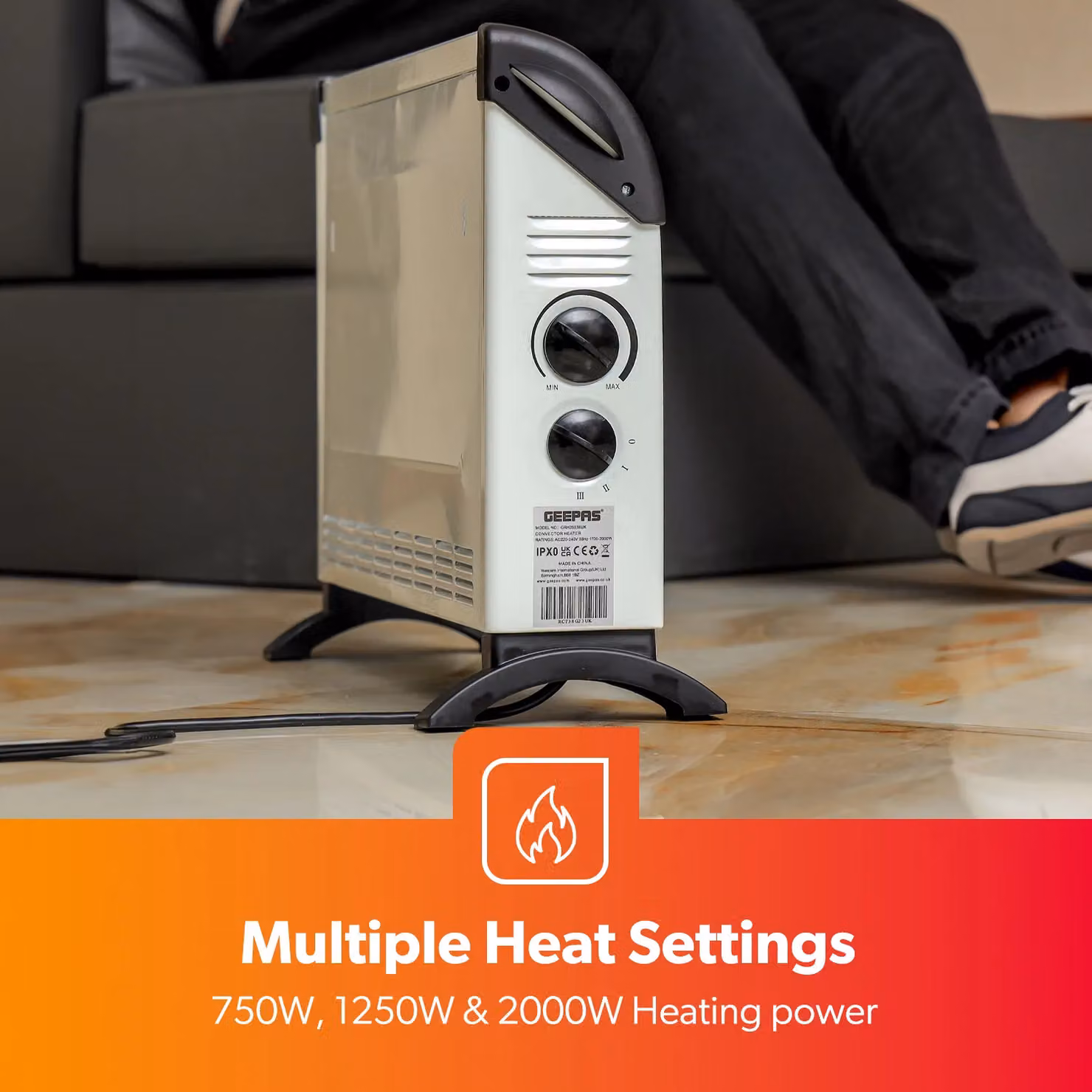 Geepas 2000W Convection and Fan Heater Combo Set in White – 3