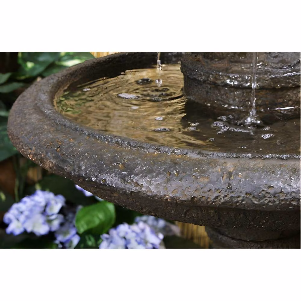 Primrose Maleda Round 2 Tiered Birdbath Garden Water Fountain in Bronze, Height: 71 cm – 8