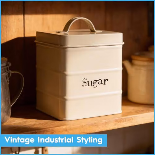 Harbour Housewares Metal Sugar Storage Canister with Airtight Lid, White – 5