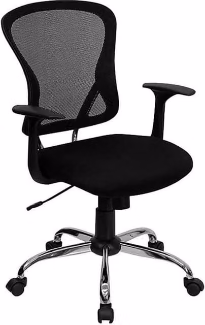 KORVIXA Black Mesh Mid-Back Office Task Chair with Lumbar Support and Armrests – 1