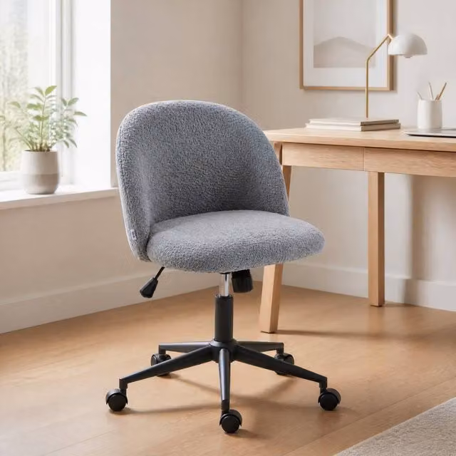 STILVORA Grey Fabric Task Chair with 360 Degree Swivel and Adjustable Height