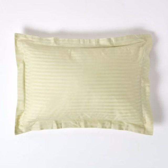 Homescapes Egyptian Cotton Satin Stripe Oxford Pillowcase, Green, W/D/H: 48 x 74 cm