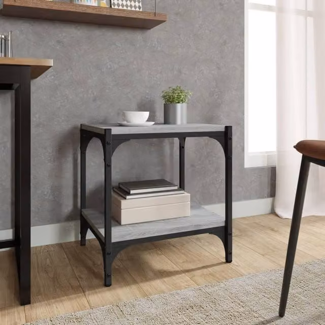 Berkfield Home Grey Sonoma TV Cabinet in Engineered Wood and Steel, W/D/H: 40 x 33 x 41 cm