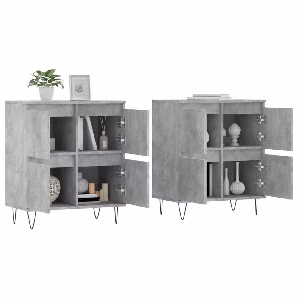 Berkfield Home Set of 2 Sideboards in Concrete Grey Engineered Wood – 2