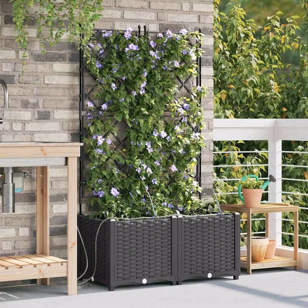 Berkfield Home Garden Planters with Water Irrigation System, 2 Pack, Black – 2