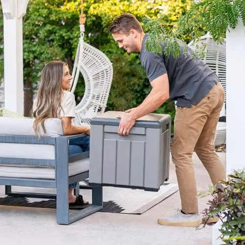 LIFETIME Grey Plastic Outdoor Storage Box with Removable Lid, W/D/H: 51 x 51 x 51 cm – 7