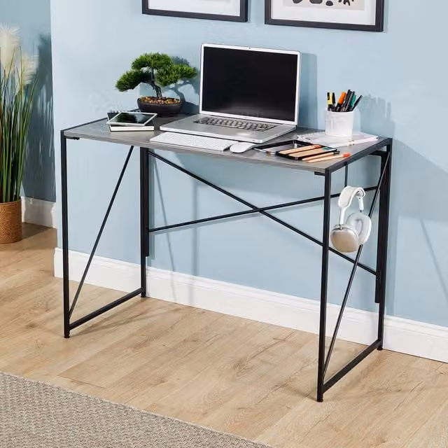 Home Source Brampton Compact Folding Writing Desk in Grey