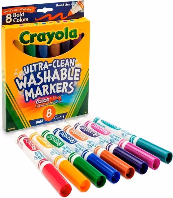 Crayola Bold Broad Line Washable Markers, 8 Count, Multicolour