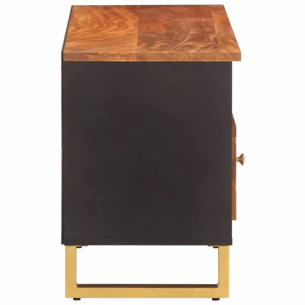 Berkfield Home Modern Mango Wood TV Cabinet in Brown and Black, W: 100 cm, D: 33.5 cm, H: 46 cm – 4