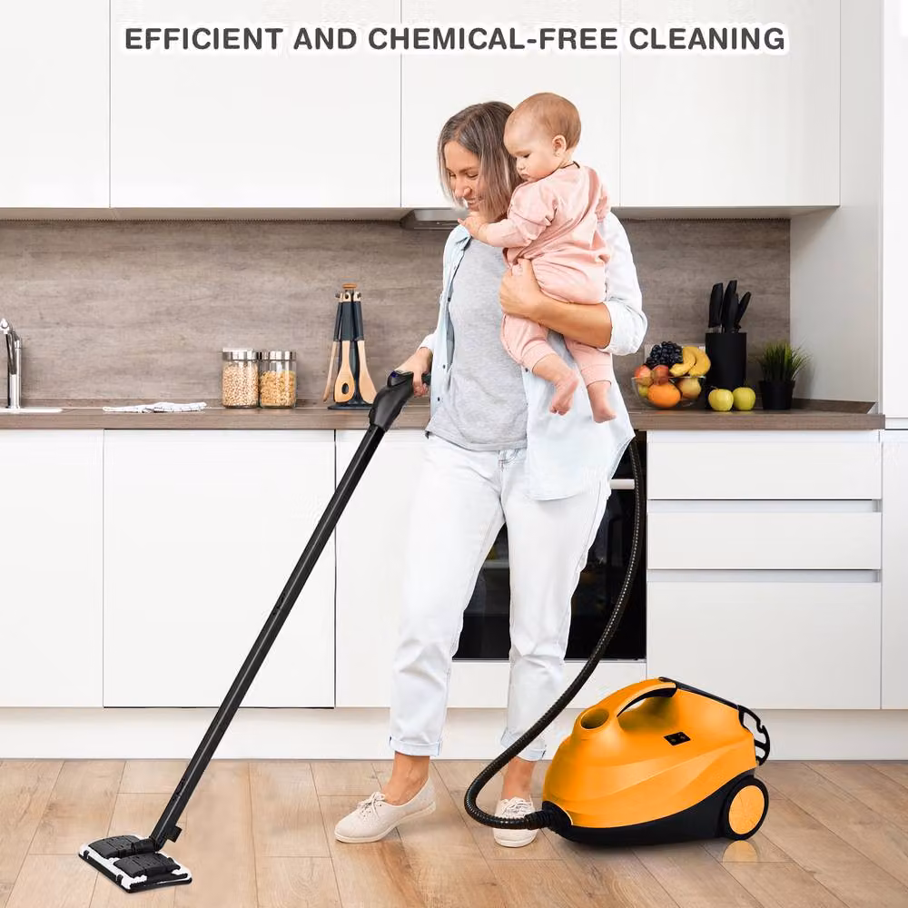 Costway 2000W Portable Handheld Steam Cleaner in Orange with 20 Accessories and 1.5L Tank – 2