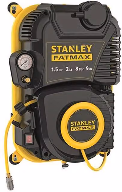 Stanley FatMax FMXCMD152WE Wall-Mounted Air Hose, 1.5 HP, 8 B, Black
