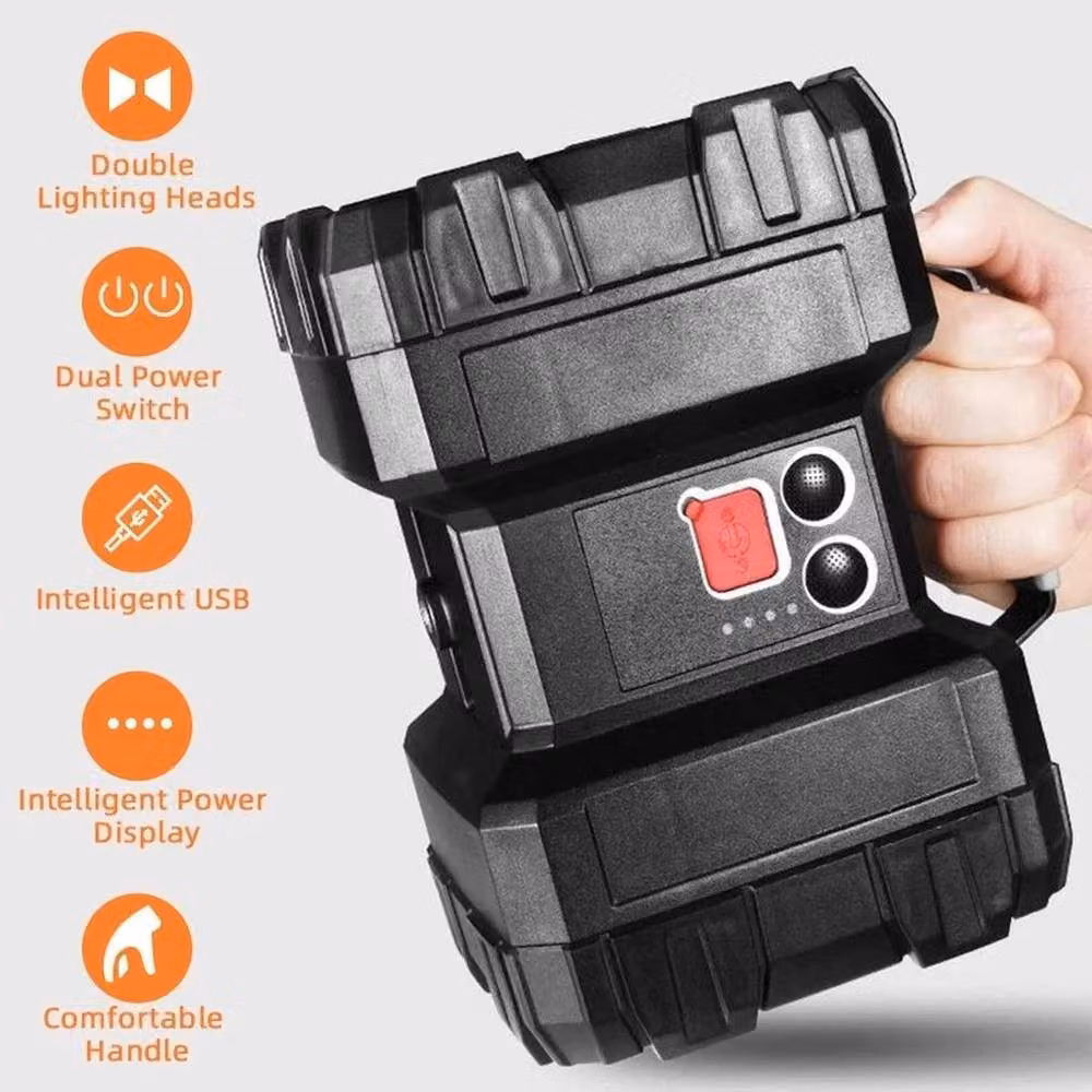 SPETLEK Portable Dual Head Super Bright LED Searchlight Hand Torch in Black – 5