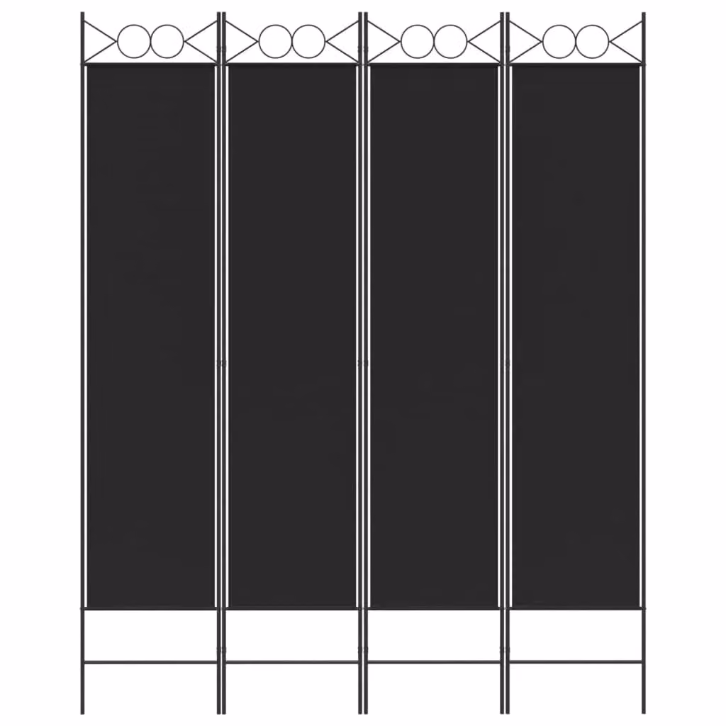 Berkfield Home 4-Panel Fabric Room Divider in Black, W: 160 cm, H: 200 cm – 3